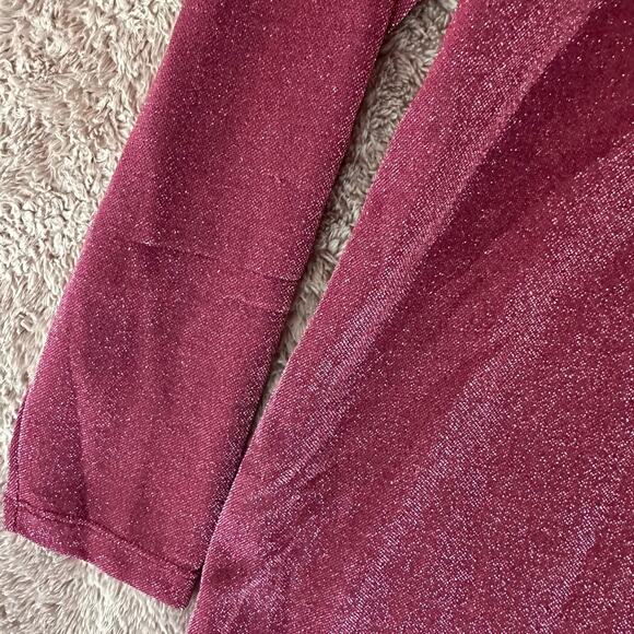 Logo Layers Lori Goldstein Metallic Mesh Cardigan Mulled Wine L Large - Picture 5 of 12